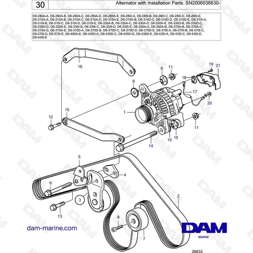 Parts And Exploded Views For Volvo Penta D6-370D-D Engine